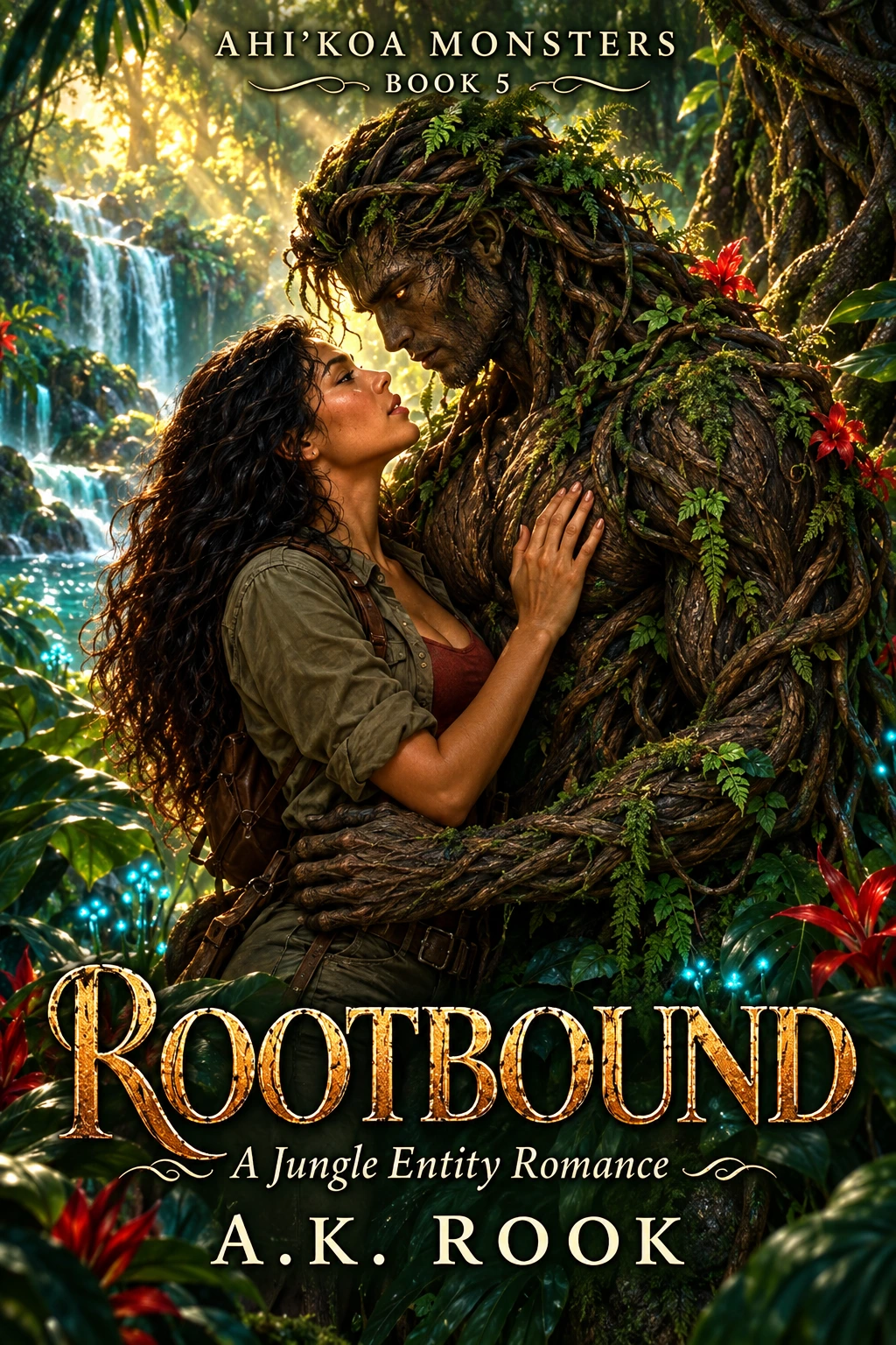 Rootbound: A Jungle Entity Romance by A.K. Rook. An ethnobotanist embraces a living-bark jungle entity in a luminous tropical forest.